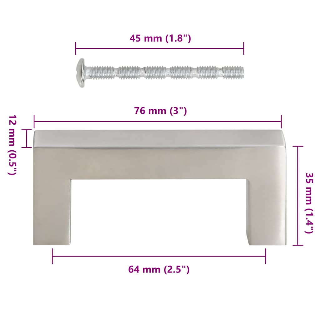 Cabinet Handles 10 pcs Silver 64 mm Stainless Steel