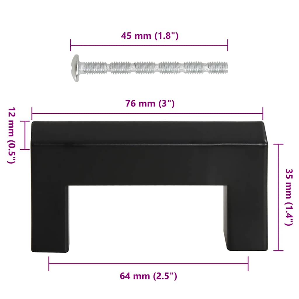 Cabinet Handles 10 pcs Black 64 mm Stainless Steel