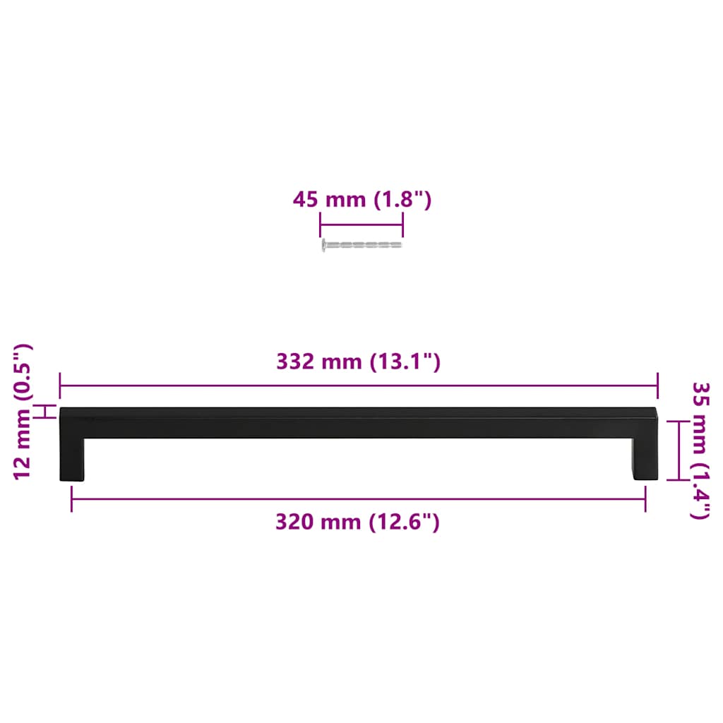 Cabinet Handles 5 pcs Black 320 mm Stainless Steel