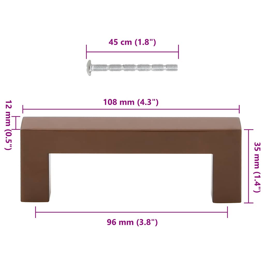 Cabinet Handles 10 pcs Bronze 96 mm Stainless Steel