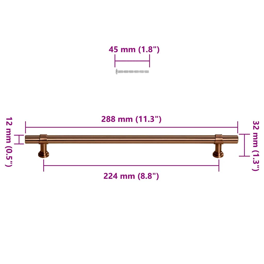 Cabinet Handles 5 pcs Bronze 224 mm Stainless Steel
