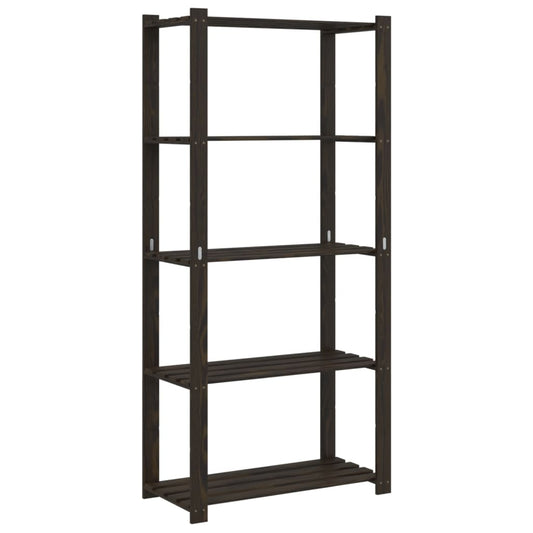 5-Tier Storage Rack Black 80x38x170 cm Solid Wood Pine 5-Tier Storage Rack Black 80x38x170 cm Solid Wood Pine