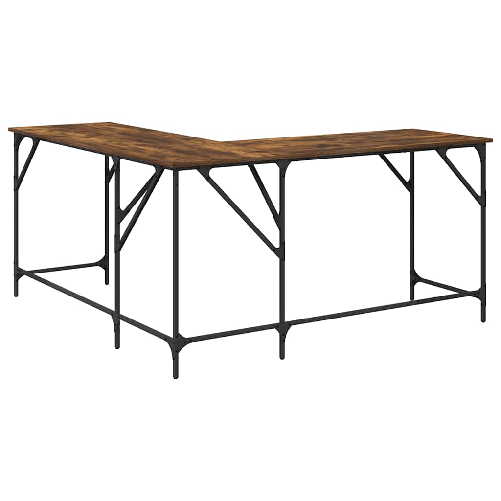 Desk Smoked Oak 149x149x75 cm Engineered Wood