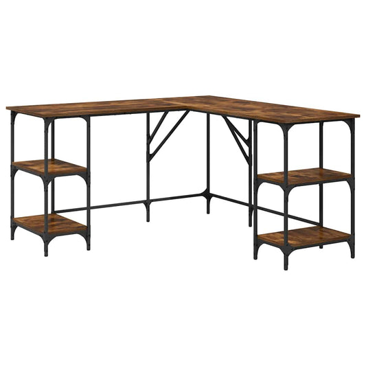 Desk Smoked Oak 139x139x75 cm Engineered Wood Desk Smoked Oak 139x139x75 cm Engineered Wood