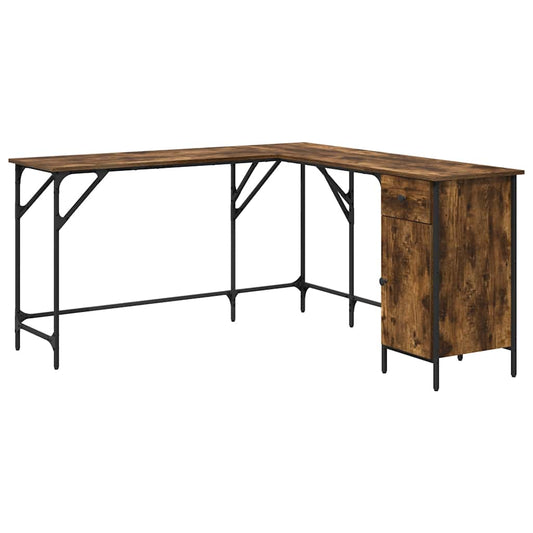 Desk Smoked Oak 141x141x75 cm Engineered Wood Desk Smoked Oak 141x141x75 cm Engineered Wood