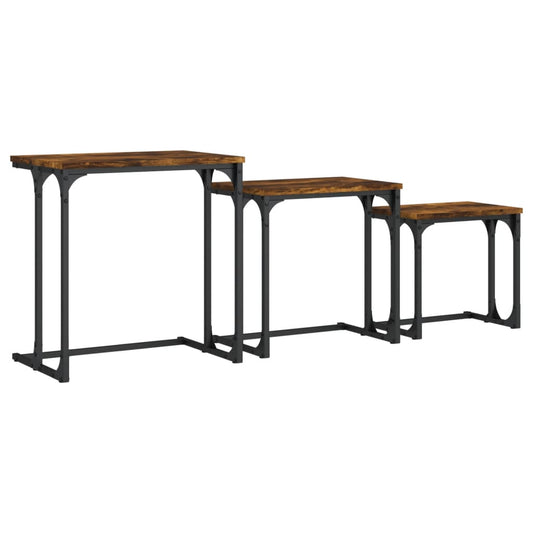 Nesting Coffee Tables 3 pcs Smoked Oak Engineered Wood Nesting Coffee Tables 3 pcs Smoked Oak Engineered Wood