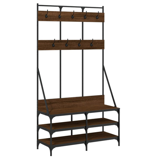 Clothes Rack with Shoe Storage Brown Oak 100x40x184 cm Clothes Rack with Shoe Storage Brown Oak 100x40x184 cm