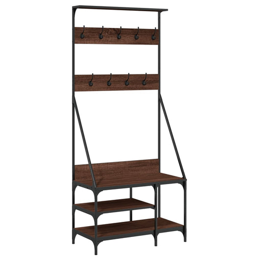 Clothes Rack with Shoe Storage Brown Oak 80x40x184 cm Clothes Rack with Shoe Storage Brown Oak 80x40x184 cm