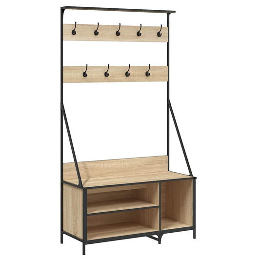 Clothes Rack with Shoe Storage Sonoma Oak 100x41x184 cm Clothes Rack with Shoe Storage Sonoma Oak 100x41x184 cm