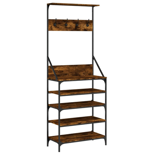 Clothes Rack with Shoe Storage Smoked Oak 70x34x184 cm Clothes Rack with Shoe Storage Smoked Oak 70x34x184 cm