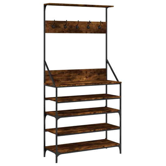 Clothes Rack with Shoe Storage Smoked Oak 90x34x184 cm Clothes Rack with Shoe Storage Smoked Oak 90x34x184 cm