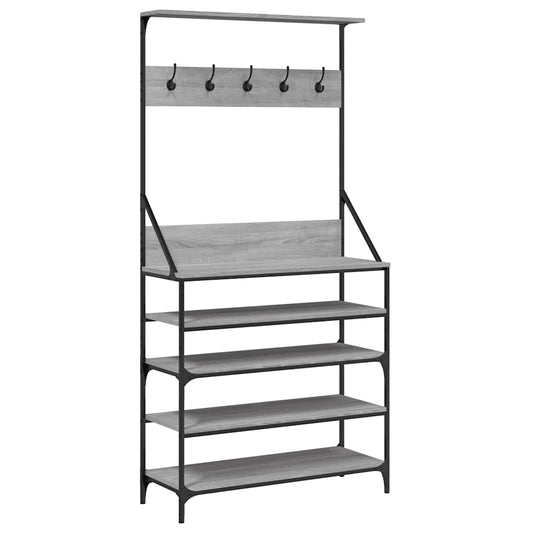 Clothes Rack with Shoe Storage Grey Sonoma 90x34x184 cm Clothes Rack with Shoe Storage Grey Sonoma 90x34x184 cm