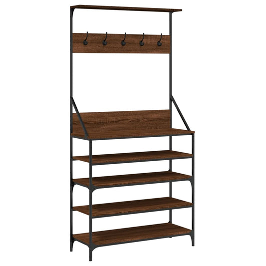 Clothes Rack with Shoe Storage Brown Oak 90x34x184 cm Clothes Rack with Shoe Storage Brown Oak 90x34x184 cm