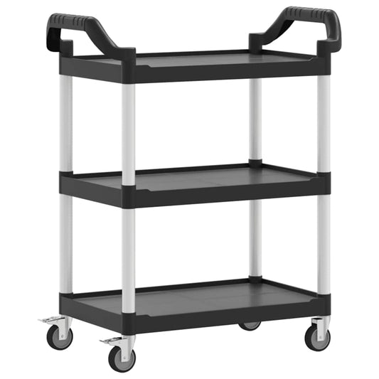 3-Tier Trolley Black 81x41x92 cm Aluminium 3-Tier Trolley Black 81x41x92 cm Aluminium