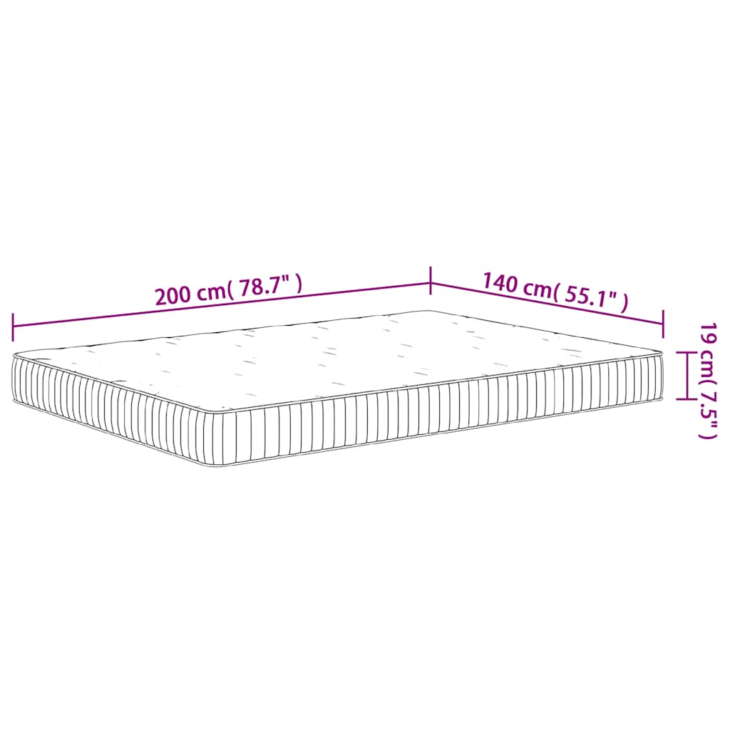 Pocket Spring Mattress Medium 140x200 cm