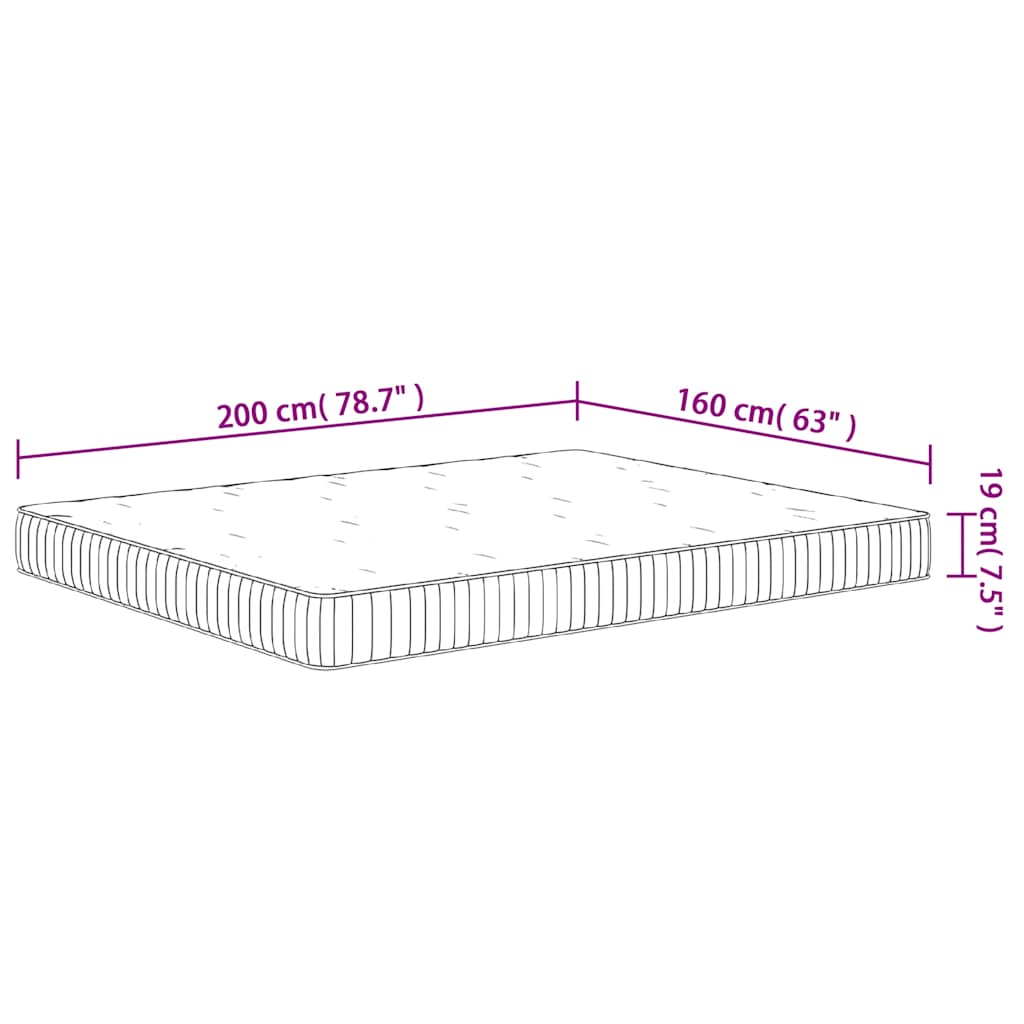 Pocket Spring Mattress Medium 160x200 cm
