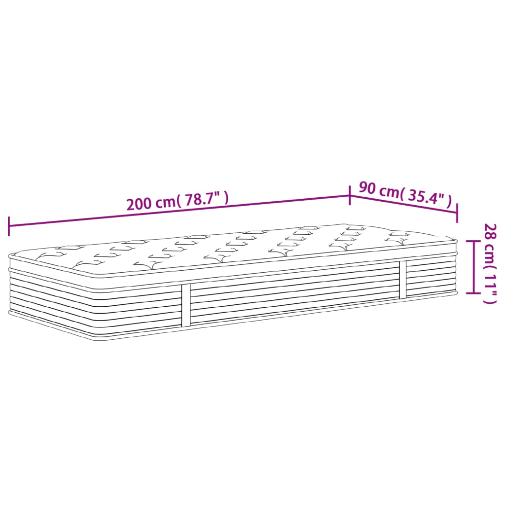 Pocket Spring Mattress Medium 90x200 cm
