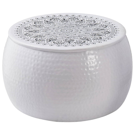 Round Coffee Table Hammered White Ø 55 x 55 cm Aluminium Round Coffee Table Hammered White Ø 55 x 55 cm Aluminium