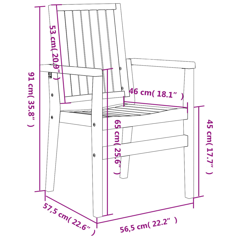 Stackable Garden Chairs 4 pcs 56.5x57.5x91 cm Solid Wood Teak