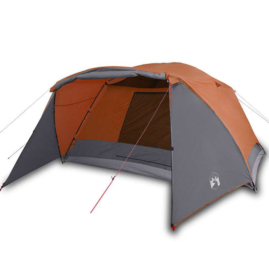 Family Tent with Porch 6-Person Grey and Orange Waterproof Family Tent with Porch 6-Person Grey and Orange Waterproof