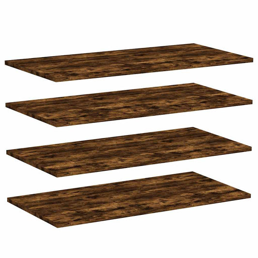 Wall Shelves 4 pcs Smoked Oak 80x40x1,5 cm Engineered Wood Wall Shelves 4 pcs Smoked Oak 80x40x1,5 cm Engineered Wood