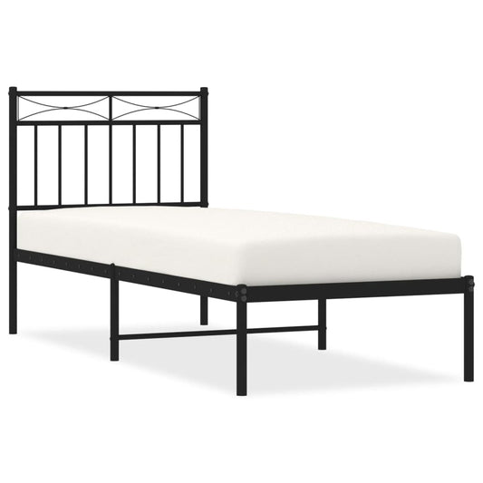Metal Bed Frame without Mattress with Headboard Black 80x200cm Metal Bed Frame without Mattress with Headboard Black 80x200cm