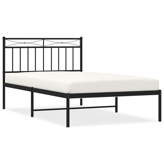 Metal Bed Frame without Mattress with Headboard Black 100x200cm Metal Bed Frame without Mattress with Headboard Black 100x200cm