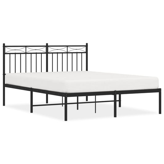 Metal Bed Frame without Mattress with Headboard Black 140x190cm Metal Bed Frame without Mattress with Headboard Black 140x190cm