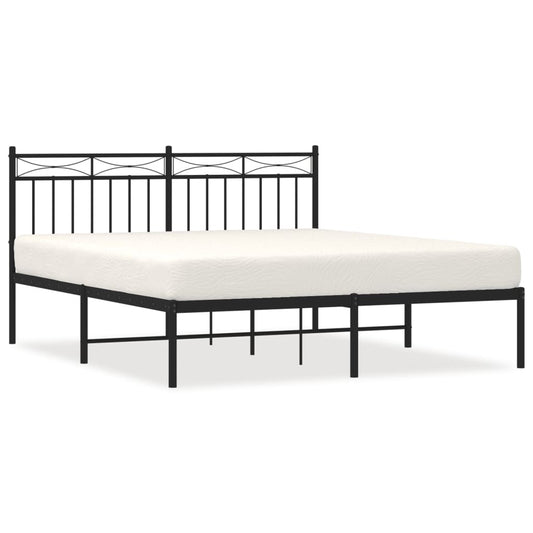 Metal Bed Frame without Mattress with Headboard Black 160x200cm Metal Bed Frame without Mattress with Headboard Black 160x200cm
