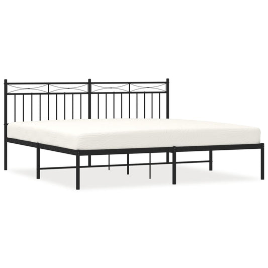 Metal Bed Frame without Mattress with Headboard Black 180x200cm Metal Bed Frame without Mattress with Headboard Black 180x200cm