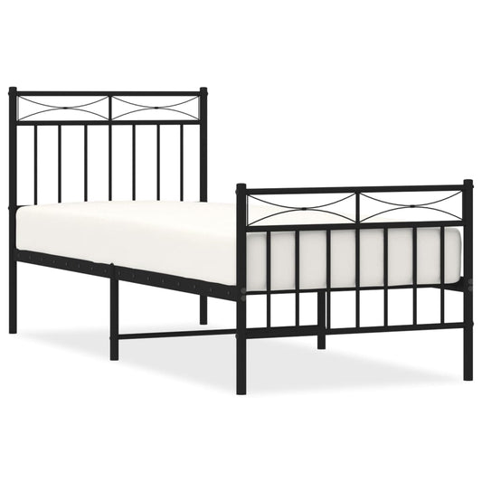 Metal Bed Frame without Mattress with Footboard Black 80x200cm Metal Bed Frame without Mattress with Footboard Black 80x200cm