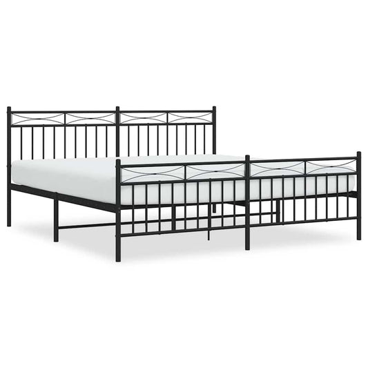 Metal Bed Frame without Mattress with Footboard Black 183x213cm Metal Bed Frame without Mattress with Footboard Black 183x213cm
