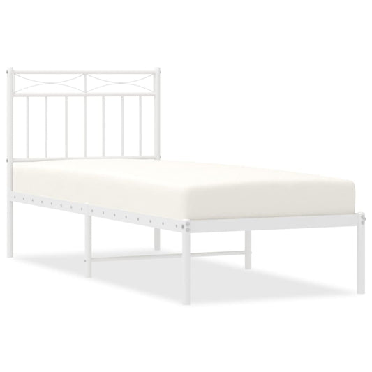 Metal Bed Frame without Mattress with Headboard White 80x200cm Metal Bed Frame without Mattress with Headboard White 80x200cm