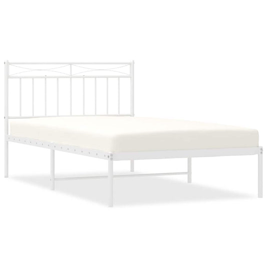 Metal Bed Frame without Mattress with Headboard White 100x200cm Metal Bed Frame without Mattress with Headboard White 100x200cm