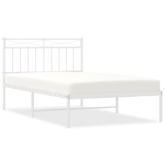 Metal Bed Frame without Mattress with Headboard White 107x203cm Metal Bed Frame without Mattress with Headboard White 107x203cm