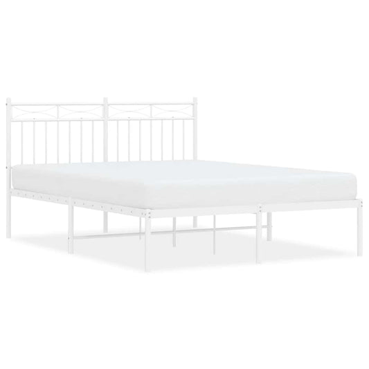 Metal Bed Frame without Mattress with Headboard White 135x190cm Metal Bed Frame without Mattress with Headboard White 135x190cm