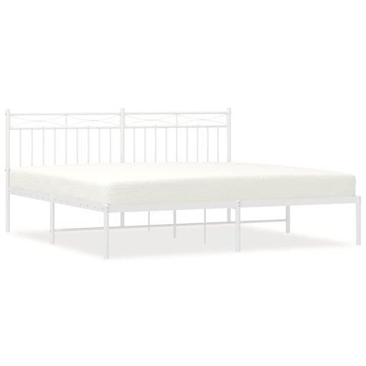 Metal Bed Frame without Mattress with Headboard White 183x213cm Metal Bed Frame without Mattress with Headboard White 183x213cm