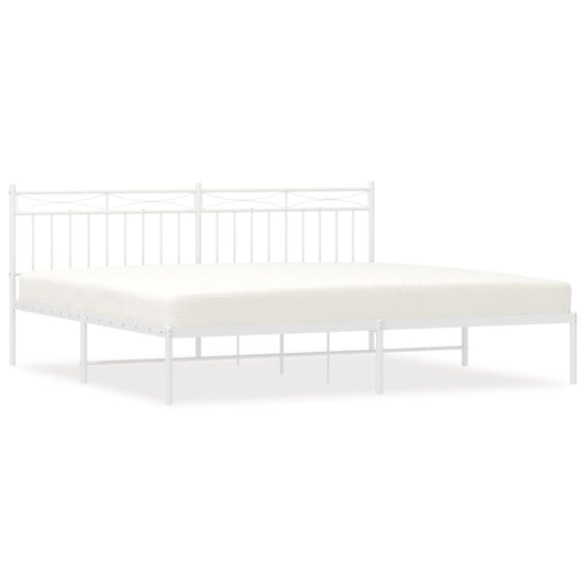 Metal Bed Frame without Mattress with Headboard White 200x200cm Metal Bed Frame without Mattress with Headboard White 200x200cm