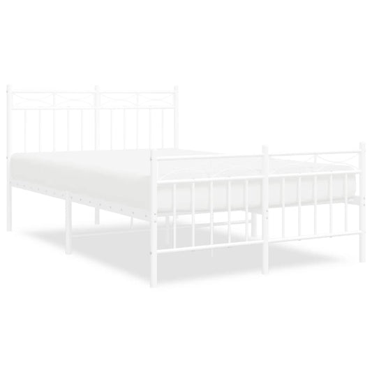 Metal Bed Frame without Mattress with Footboard White 120x200cm Metal Bed Frame without Mattress with Footboard White 120x200cm