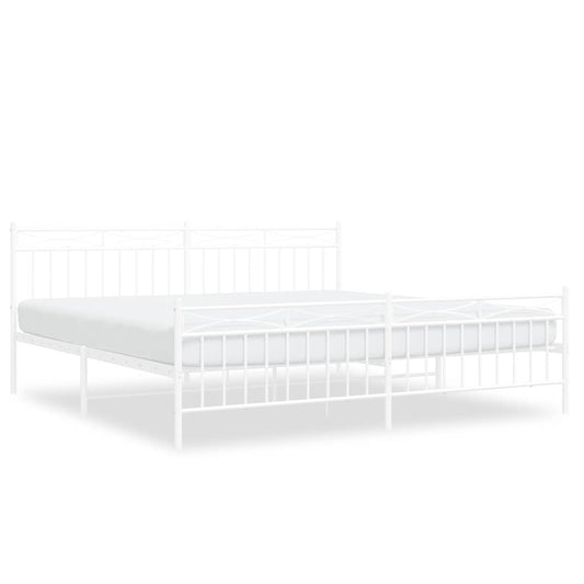 Metal Bed Frame without Mattress with Footboard White 193x203cm Metal Bed Frame without Mattress with Footboard White 193x203cm