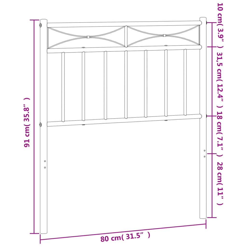 Metal Replace Headboard White 75 cm