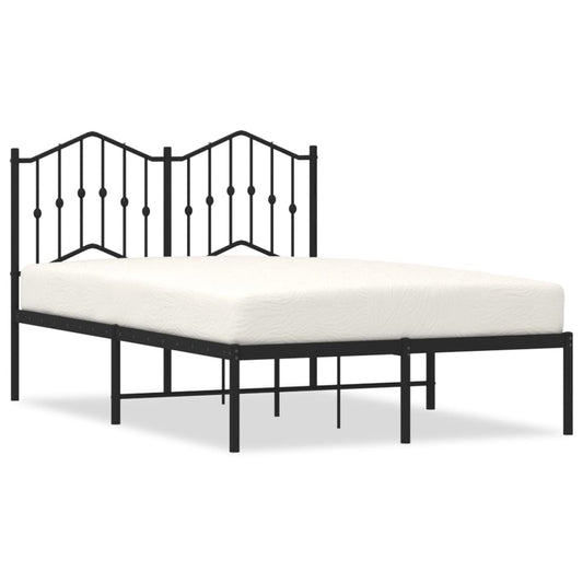 Metal Bed Frame without Mattress with Headboard Black 120x190cm Metal Bed Frame without Mattress with Headboard Black 120x190cm