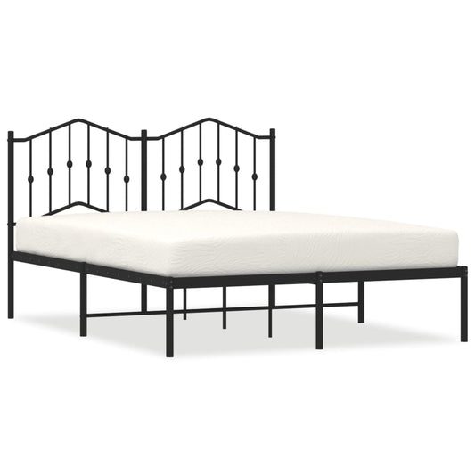 Metal Bed Frame without Mattress with Headboard Black 140x200cm Metal Bed Frame without Mattress with Headboard Black 140x200cm