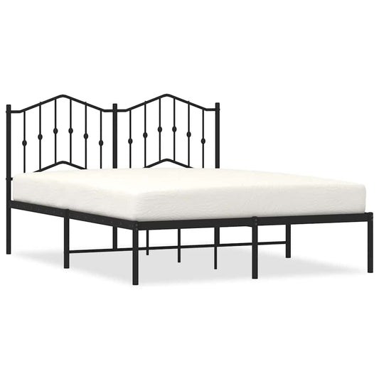 Metal Bed Frame without Mattress with Headboard Black 150x200cm Metal Bed Frame without Mattress with Headboard Black 150x200cm