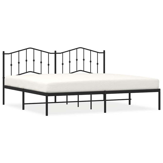 Metal Bed Frame without Mattress with Headboard Black 193x203cm Metal Bed Frame without Mattress with Headboard Black 193x203cm