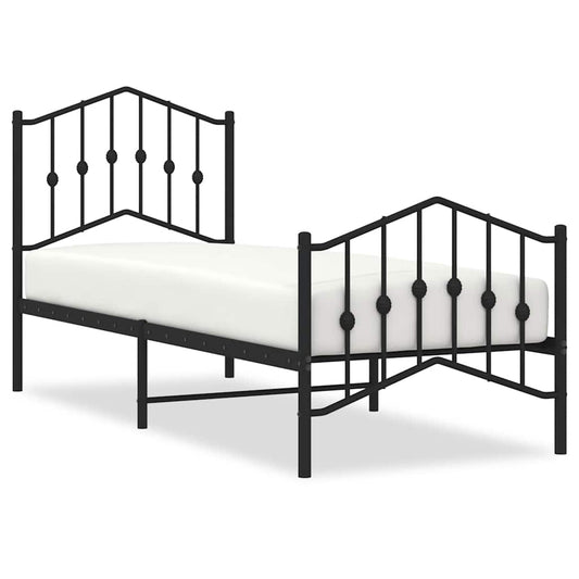 Metal Bed Frame without Mattress with Footboard Black 75x190cm Metal Bed Frame without Mattress with Footboard Black 75x190cm