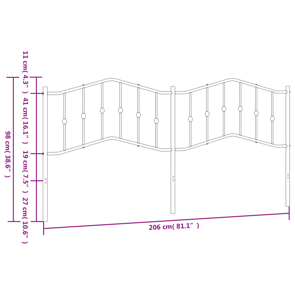 Metal Replace Headboard Black 200 cm