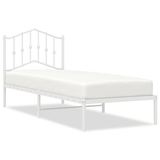 Metal Bed Frame without Mattress with Headboard White 75x190cm Metal Bed Frame without Mattress with Headboard White 75x190cm