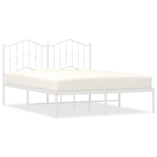 Metal Bed Frame without Mattress with Headboard White 135x190cm Metal Bed Frame without Mattress with Headboard White 135x190cm