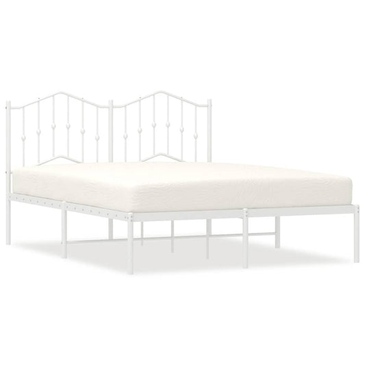 Metal Bed Frame without Mattress with Headboard White 135x190cm Metal Bed Frame without Mattress with Headboard White 135x190cm